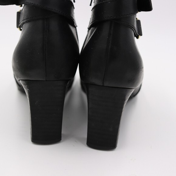 Ralph Lauren Black Nara Leather Booties Size 9 B - Picture 5 of 10